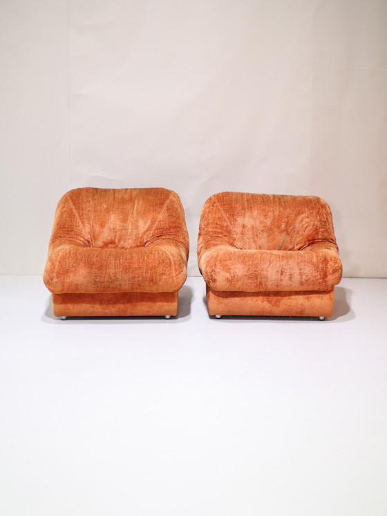 Image 1 of (2x) Italian Armchair Orange Vintage 1970s