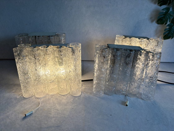 Image 1 of Ensemble d'appliques vintage Doria Leuchten, tubes en verre glacé, 1960