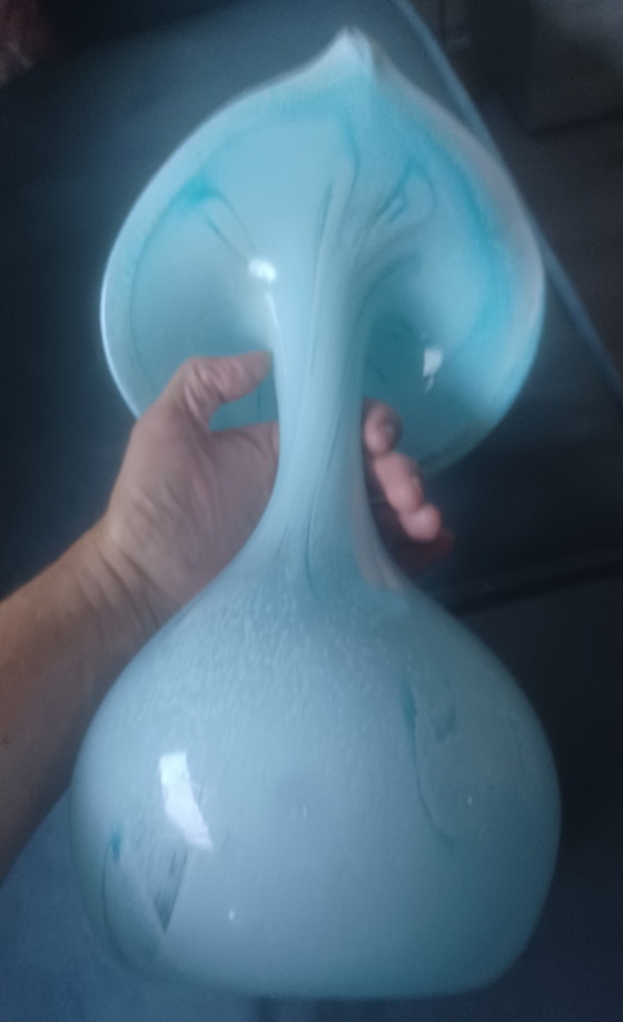 Image 1 of Römische Glashutte Linz Germany 39cm vaas met vogel