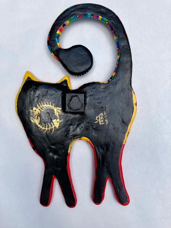 Image 1 of Cat figurine for the wall. Handcrafted by the artist.