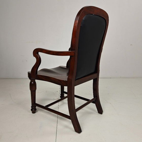 Victorian English Walnut & Leather Library Desk Chair – Armchairs, Wood (photo 10 of 12)