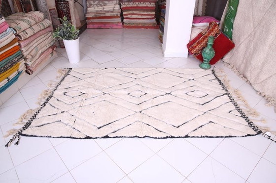 Image 1 of Tappeto Beni Ourain bianco, tessuto a mano, 150/255 cm