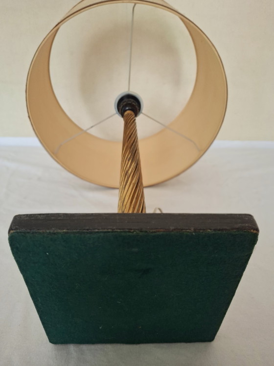Image 1 of 1950s Jacques Adnet Style Leather and Twisted Brass Table Lamp/jute/midcentury modern/French designer