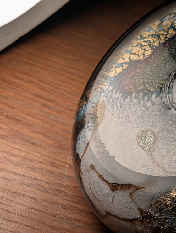 Image 1 of Vaso in vetro soffiato multistrato con inclusioni d'oro, laboratorio di Biot, firmato JM OPERTO