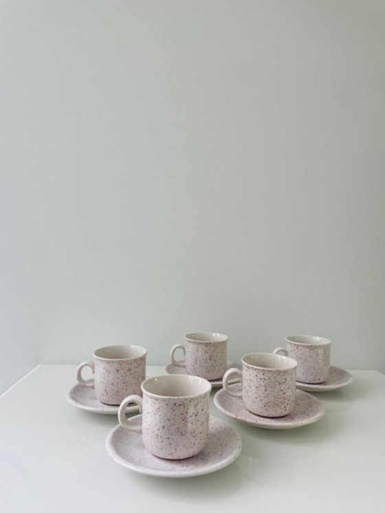 Image 1 of Postmodern Annaburg cup and saucer set – terrazzo style (5 pieces)