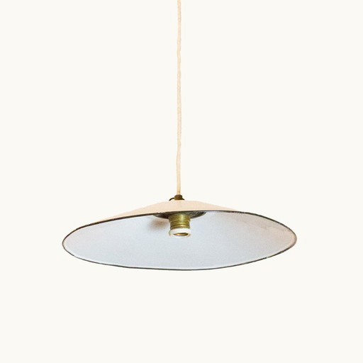 Lampe industrielle en métal blanc, Espagne, années 1950