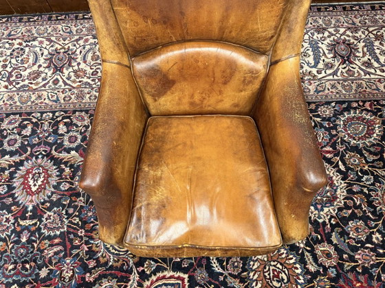 Set Classic English Sheep Leather Armchair and Ottoman – Bendic International, Wood (photo 8 of 14)