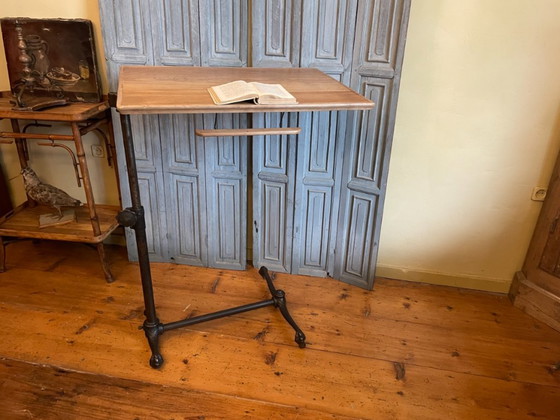 Elkhart Bedside Table Reading Table Lectern Sidway Table French antique, Wood, Iron, Black (photo 5 of 23)