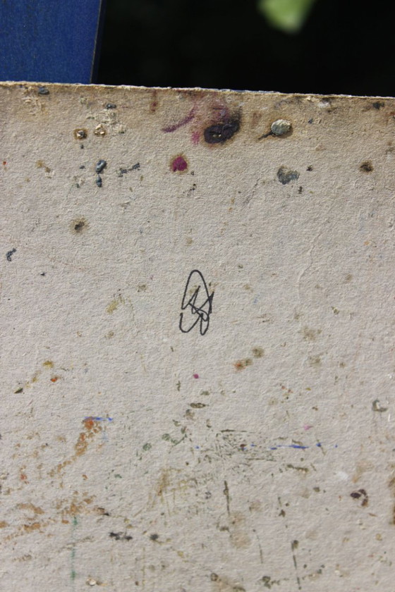 Image 1 of Jean Besnard (1922-2007) Huile sur carton abstraction géométrique Op Art 1981