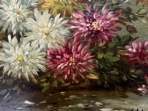 Paul Henry Schouten "Stilleven met bloemen". Olieverf op houten paneel. – Schilderijen & Tekeningen, Wood (photo 4 of 7)