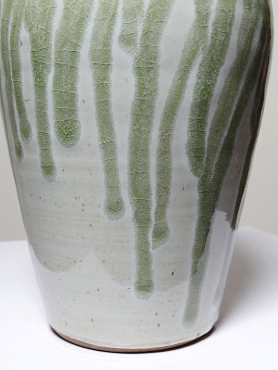 Image 1 of Wabi-Sabi modernist stoneware vase with vintage ash glaze