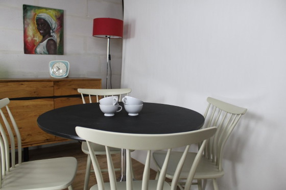 Image 1 of Set van 4 vintage Scandinavische Akerblom berkenhouten stoelen, Zweden, 1955