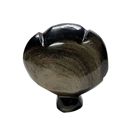 Image 1 of Vintage Gold Obsidian Aztec Statue