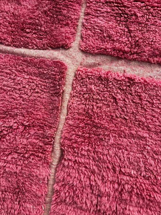 Image 1 of Tapis marocain Mrirt rose en laine 160x190 cm - Tapis bohème tissé à la main avec motif géométrique