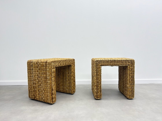 2 x Tavolini / comodini / sgabelli Japandi , Boho, Altro, Marrone (foto 2 di 13)