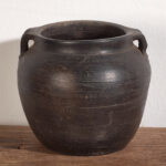 Small antique dark colored ceramic vase (c.1900) #1 (photo 13 of 18)