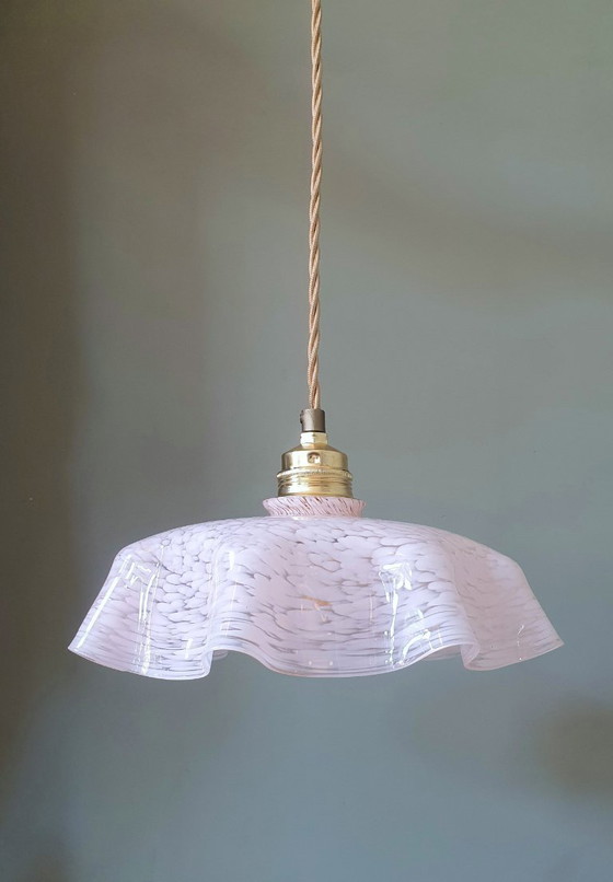 Image 1 of Lampada a sospensione vintage in vetro Clichy, anni '30, lampada da soffitto Art Déco