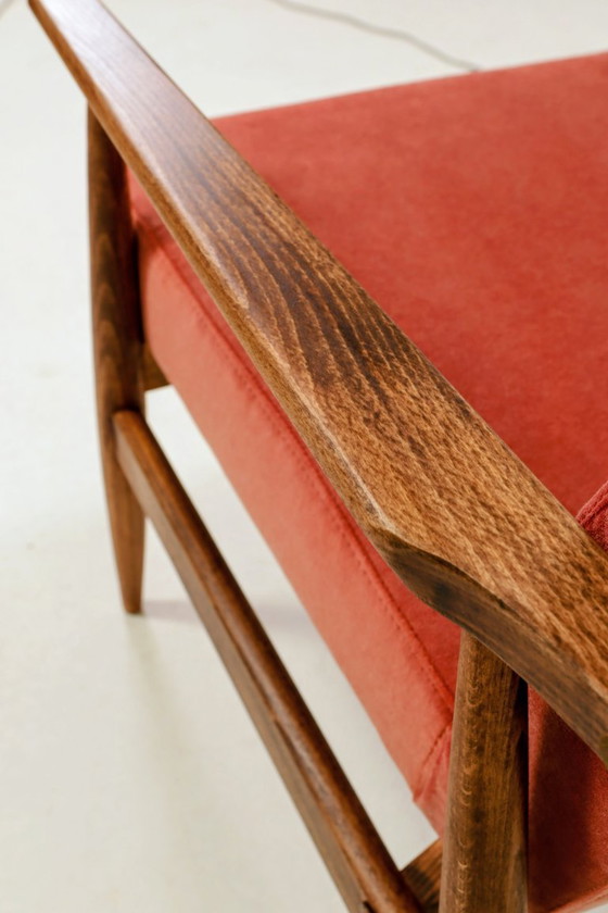 Image 1 of Lounge Chair Vintage Raspberry Opal Velvet Mid Century Design, 1960