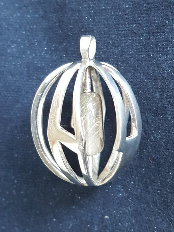Image 1 of Jewelry: pendant, silver and rock crystal, unique, 1960s