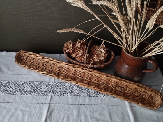 Image 1 of Antico grande cesto da panettiere in vimini intrecciato - Baguette