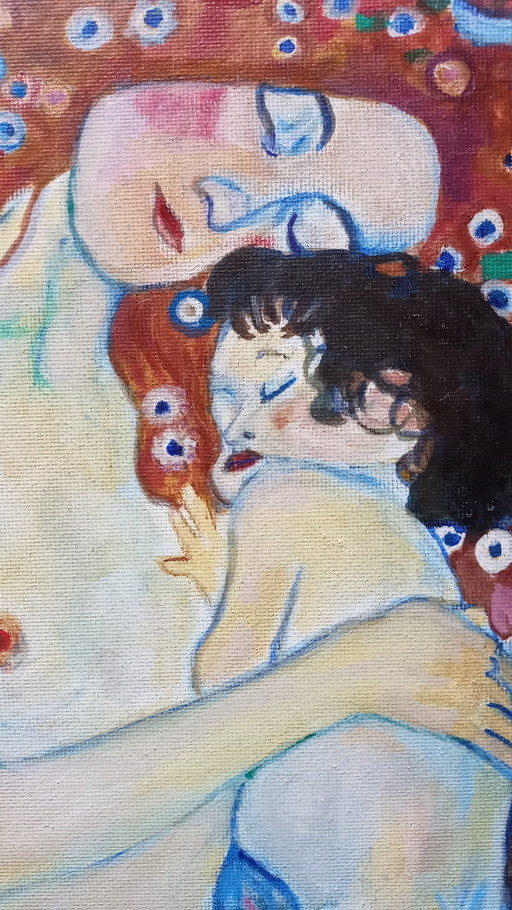 T. van Steenbergen D'après Gustaf Klimt, petite peinture à l'huile