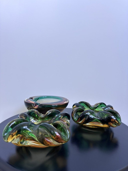 Set van 3 vintage Murano Sommerso glazen schalen van Vetri D'Arte – Glass (photo 2 of 21)