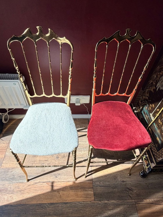 Image 1 of 2 sedie Chiavari in ottone, bianche e rosse