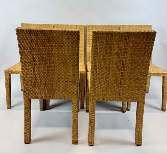 Image 1 of Jean-Michel Frank — Conjunto de ocho sillas de ratán reedición de Écart International.