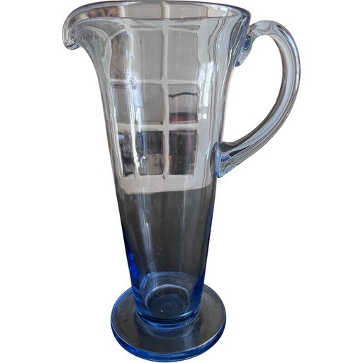 Pichet vintage en verre bleu, 1950