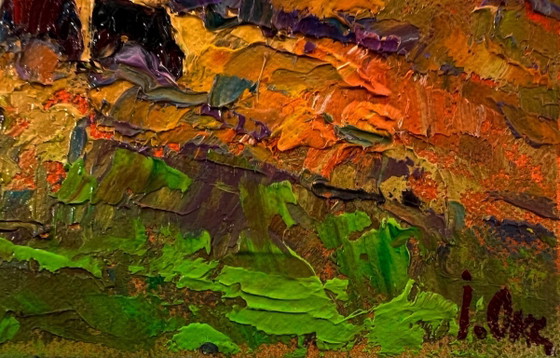 Originales Ölgemälde Herbstlandschaft am Abend – Gemälde & Zeichnungen, Canvas (photo 5 of 8)