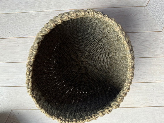 Image 1 of 2 paniers à plantes robustes en sisal tressé, vert mousse