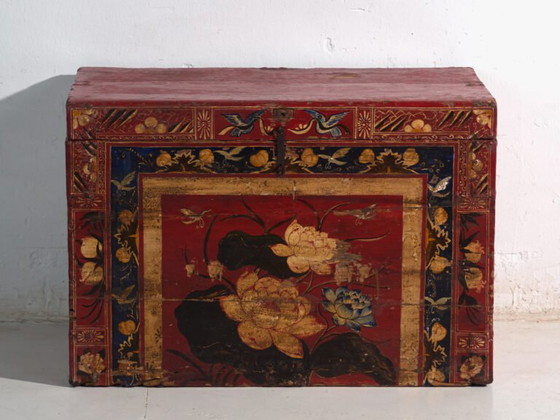 Baule antico dipinto rosso vermiglio in legno di pino – Cina, circa 1900 – Armadi contenitori, Iron (photo 19 of 40)