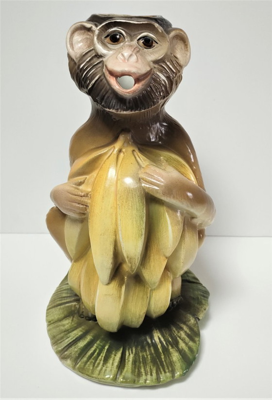 Image 1 of Keramische apenkan, beschilderd ontwerp uit de jaren 80