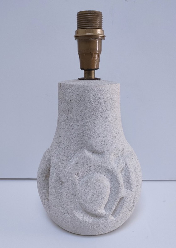 Lampada in pietra intagliata anni '90, Lampade da tavolo, Beige, Vintage (foto 5 di 14)