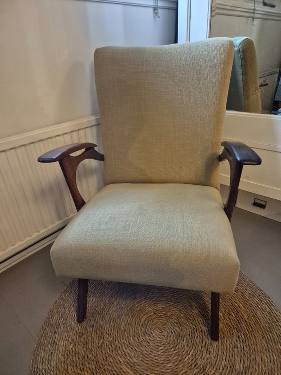 Danish Design Armchair, excellent condition, completely re-upholstered and interior renewed. – Textile, Wood (photo 7 of 12)