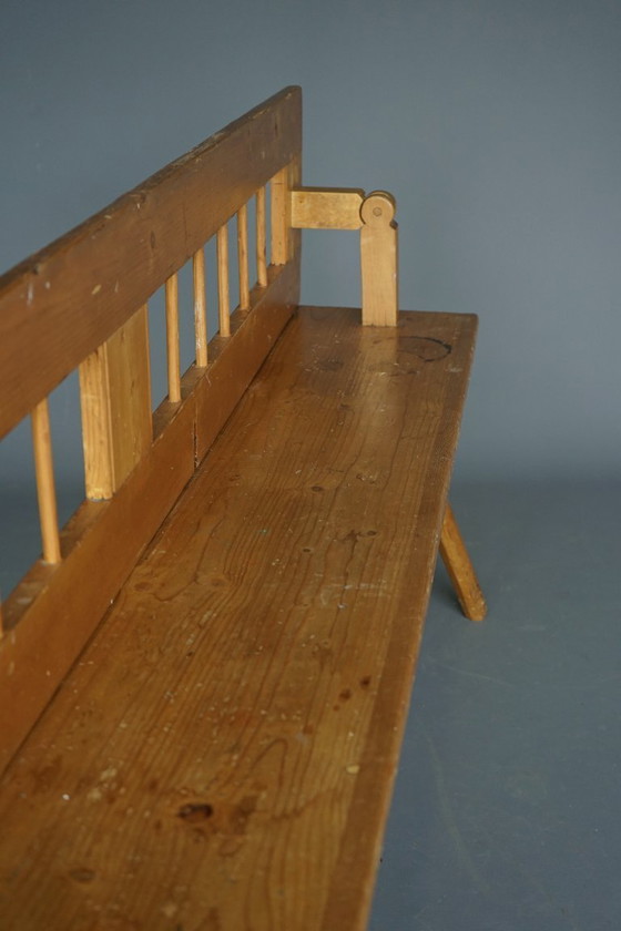 Image 1 of Banco de pino escandinavo con respaldo giratorio, década de 1890