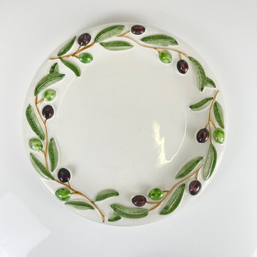Plat rond en faïence « olive », Deruta, Tiriduzzi, Italie