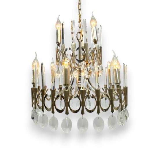 Image 1 of Sciolari Ovali Chandelier 1960s Chrome/Glass