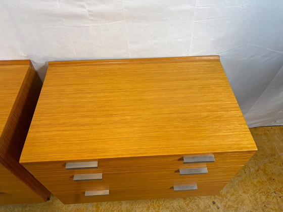 Image 1 of Mid Century Retro Teak Pair of Chest of Drawers by Stag (Circa 1970)  A fantastic pair of mid century modern teak chests of draw