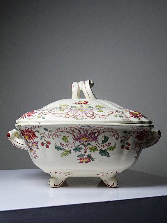 Antike Longchamp Suppen-/Gemüseschüssel aus Steingut mit Gänseblümchenmuster – Geschirr, Ceramic, Vintage (photo 8 of 15)