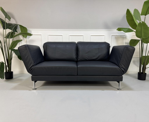 Brühl Moule Sofa Leather Black-Blue Exhibition piece