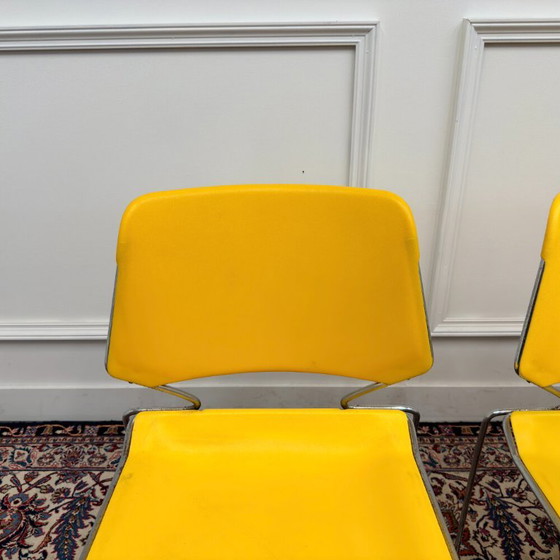 4x Sedia Vintage Gialla Matrix Krueger di Thomas Tolleson – Sedie da pranzo, Plastica, Cromo (photo 6 of 17)