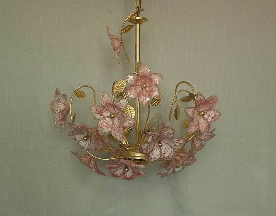 Italiaanse Murano bloemenkroonluchter – Metal, Murano Glass (photo 4 of 12)
