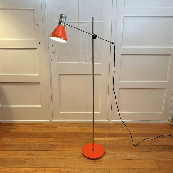 Image 1 of Lampadaire canne à pêche vintage en orange/chrome – Gura Leuchten