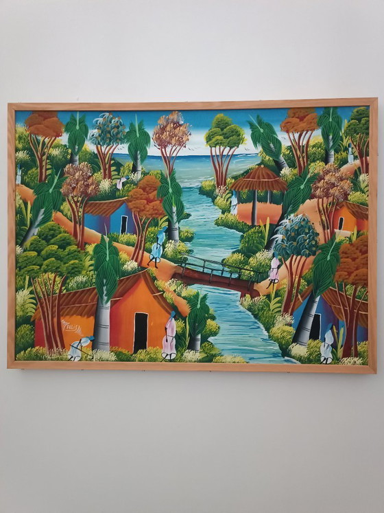 Image 1 of Oils on canvas, Caribbean Market Village, Felis Doyvi