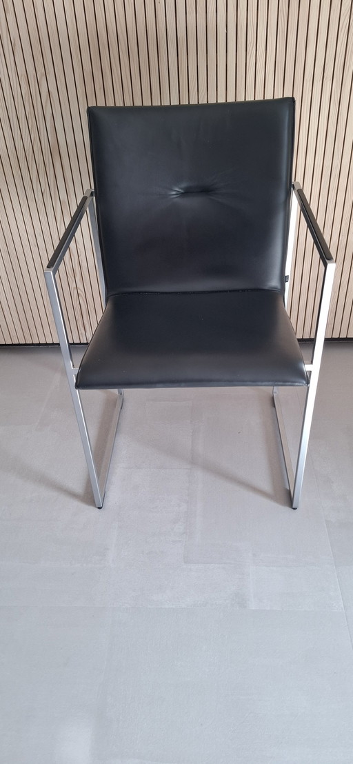 5x Arco Frame Chair Schwarzes Leder