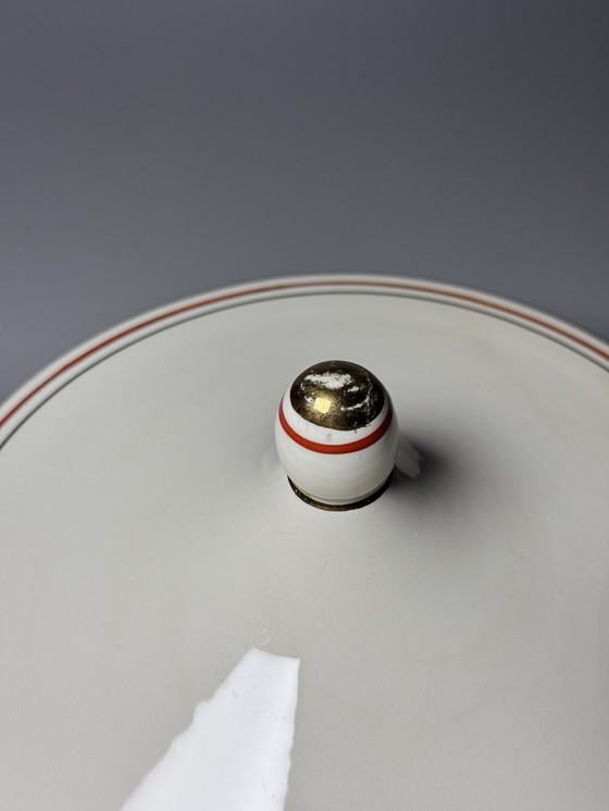 Image 1 of Zuppiera Art Déco vintage con sottopiatto – Boch Frères, Belgio, anni '40