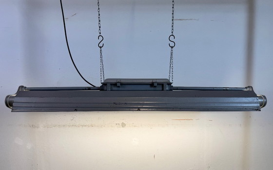 Image 1 of Lampadario industriale grigio a sospensione di Polam Gdansk, anni '70