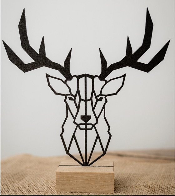 Image 1 of Hout & Metaal Stag Decoratie