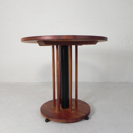Vintage teak table with 6 narrow and 1 wide style, 1980s